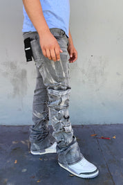 Vintage Grey Cargo Cut Stacked Jeans