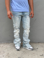 Cloud Blue Patch Work Skinny Flare Jeans