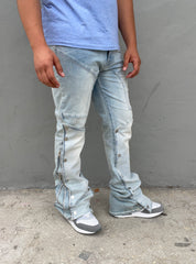 Cloud Blue Patch Work Skinny Flare Jeans