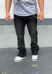 Vintage Wash Rhinestone Flare Jeans