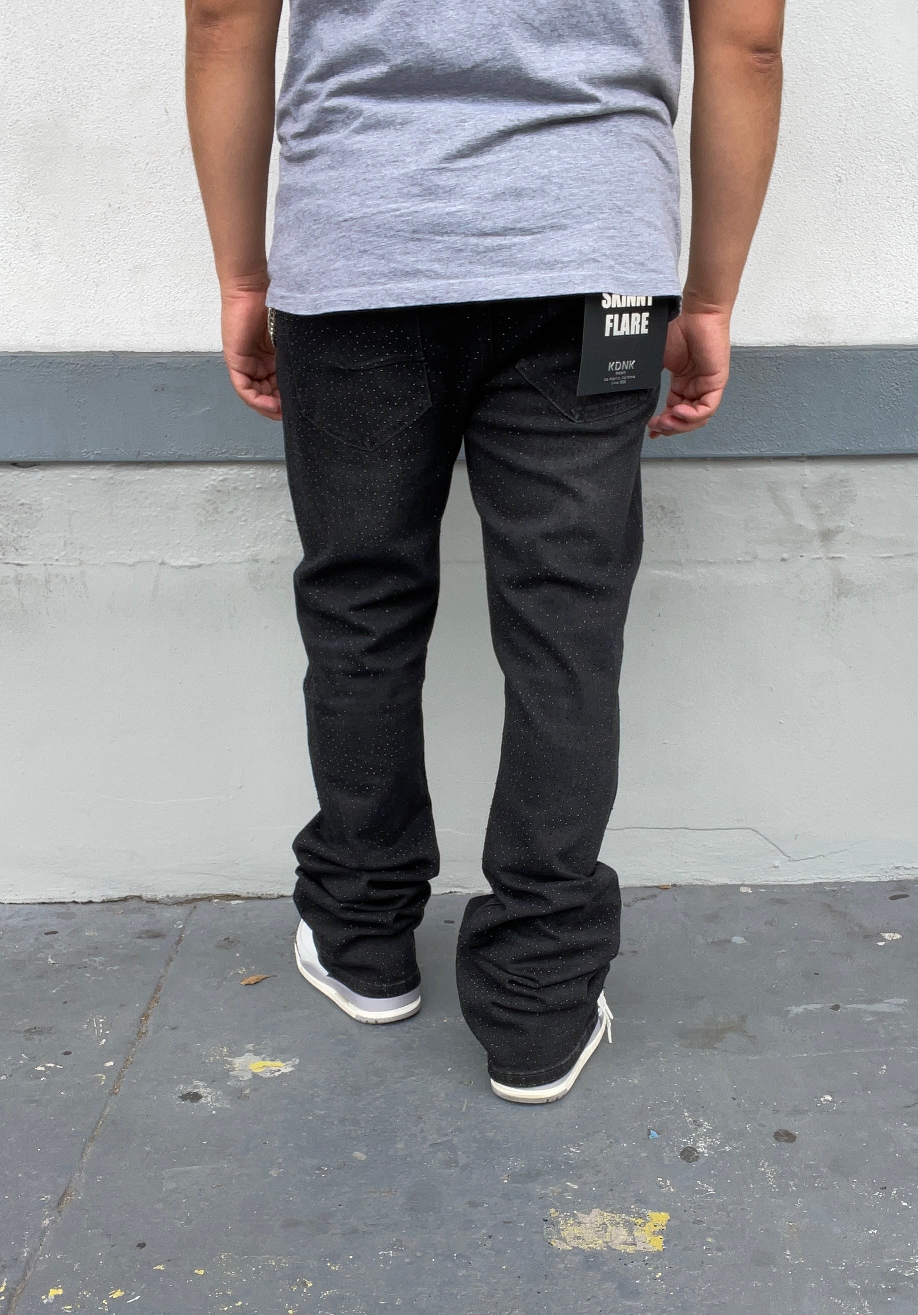 Vintage Wash Rhinestone Flare Jeans