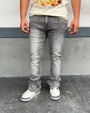 Stone Grey Flash Rhinestone Flare Jeans