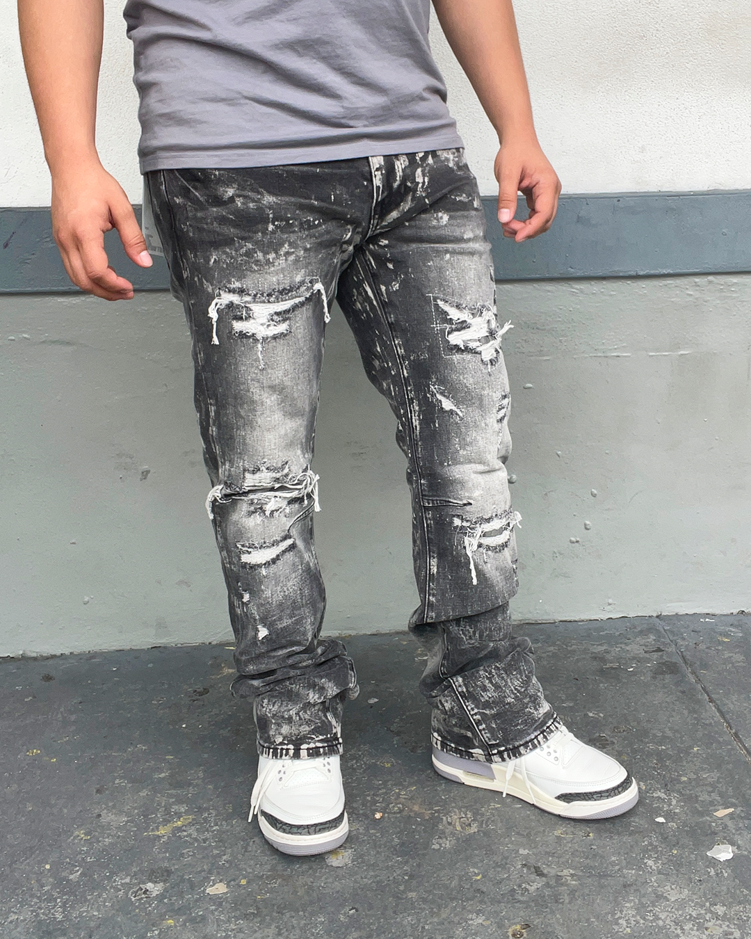 Titan Grey Lazy Stacked Jeans