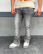 Stone Grey Flash Rhinestone Flare Jeans