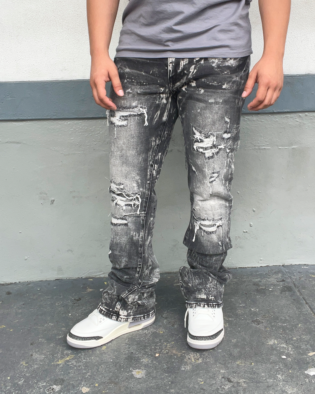 Titan Grey Lazy Stacked Jeans