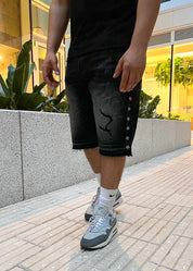Midnight Rebel Studded Denim Shorts