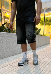 Midnight Rebel Studded Denim Shorts