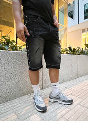 Midnight Rebel Studded Denim Shorts