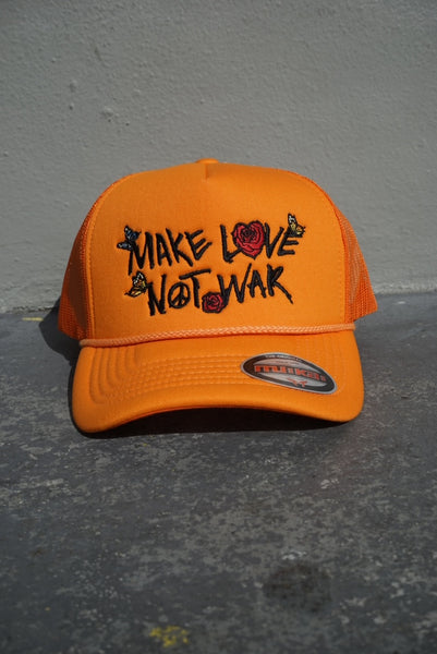 Make Love Not War Trucker Hat (Orange)