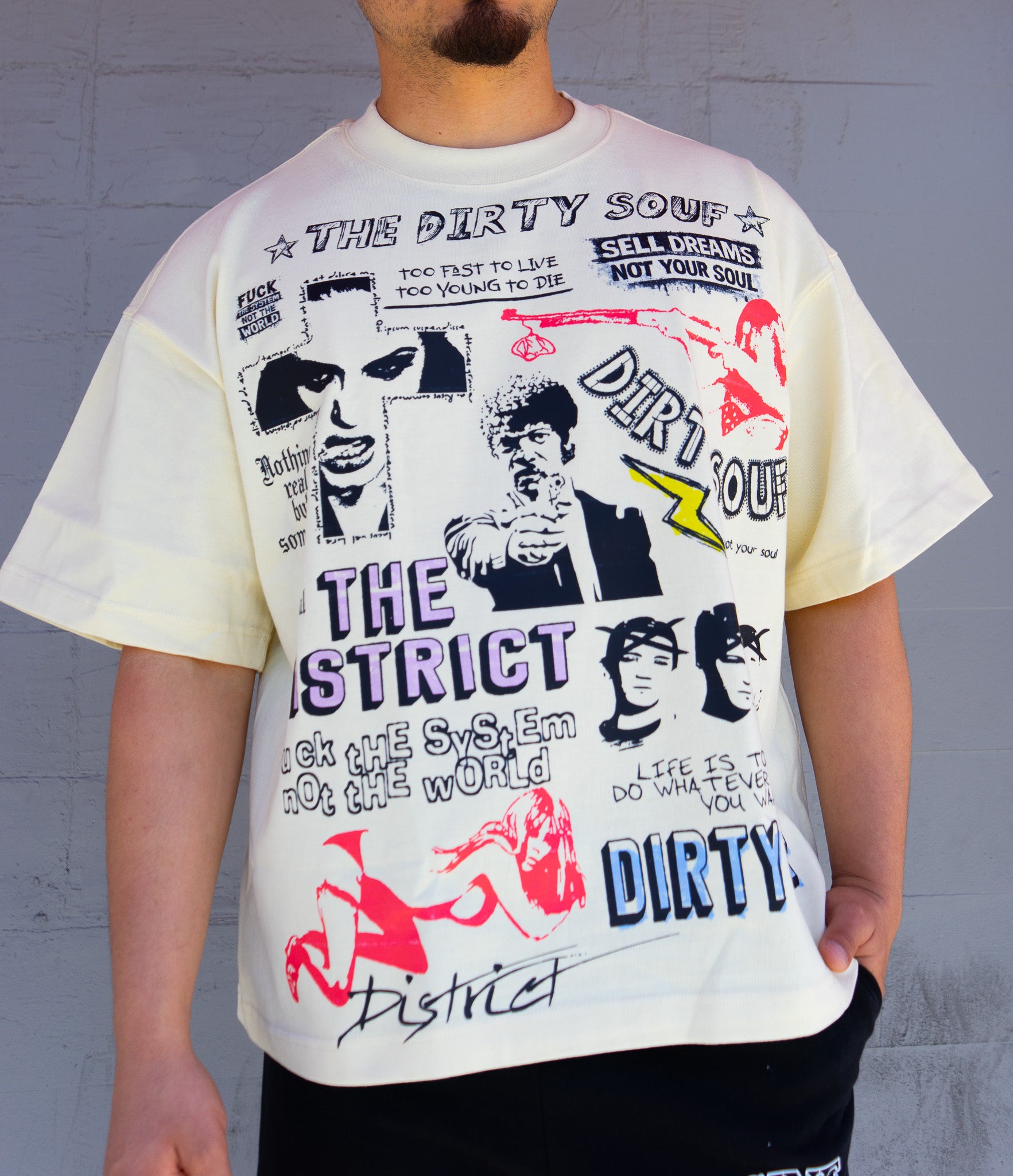 District Chaos Graphic Tee – Bone