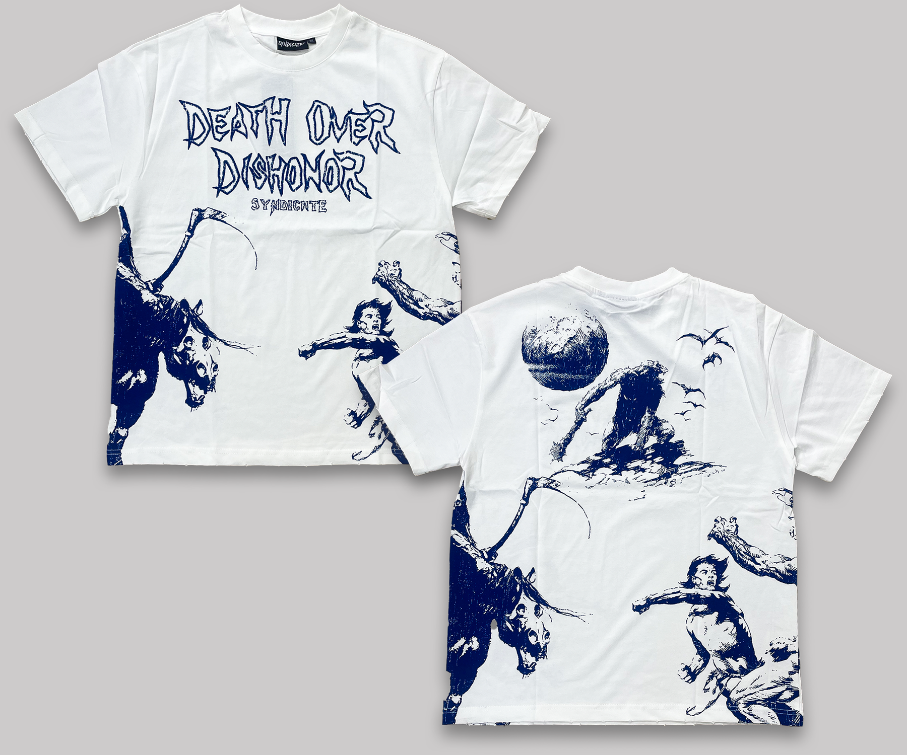 Death Before Dishonor Tee (White and Navy)