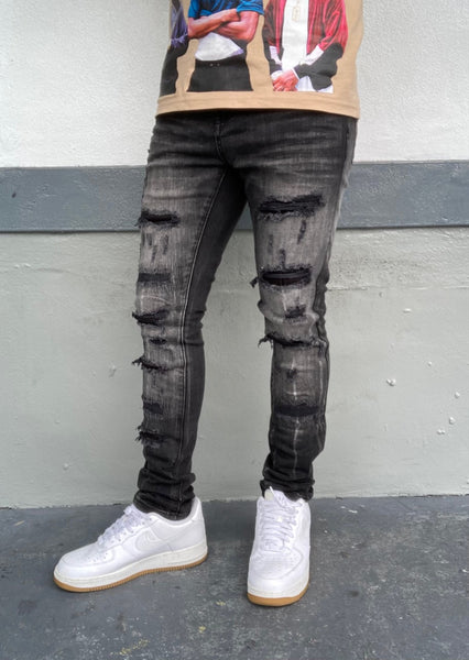 Faded Black Destroyed Jeans