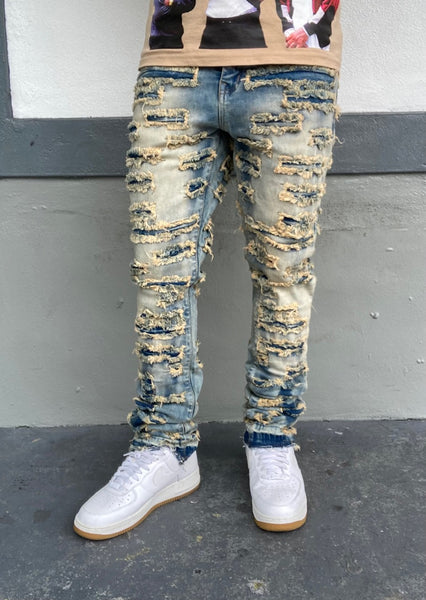 Destroyed Light Tint Stacked Jeans