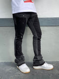 Patch Splatter Stacked Jeans