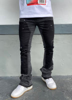 Patch Splatter Stacked Jeans