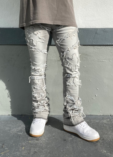 Washed Grey Stacked Jeans