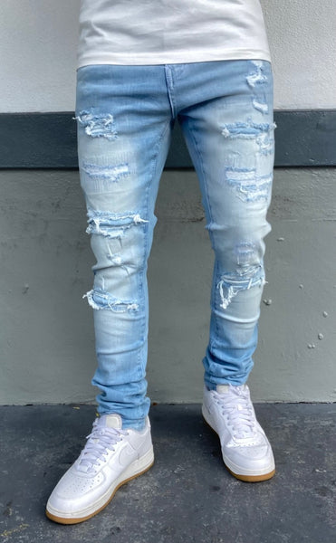 Ripped Sky Blue Skinny Jeans