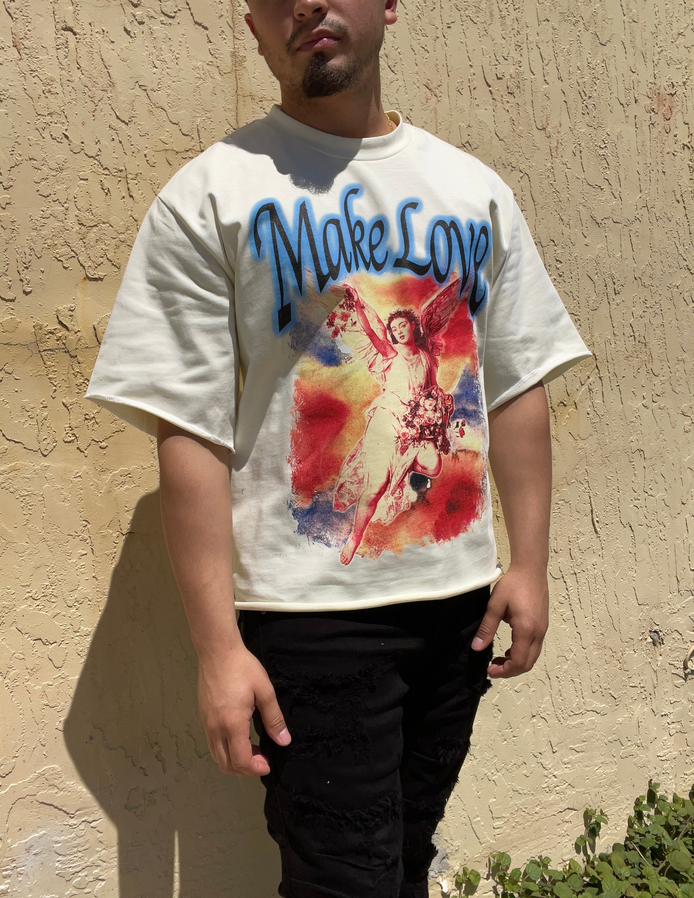 Make Love Crop Tee (Creme)