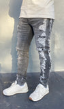 Raw Distress Grey Skinny Fit Jeans