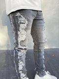 Raw Distress Grey Skinny Fit Jeans