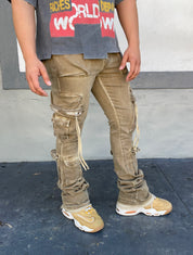 Gftd Cargo Khaki Flared Jeans