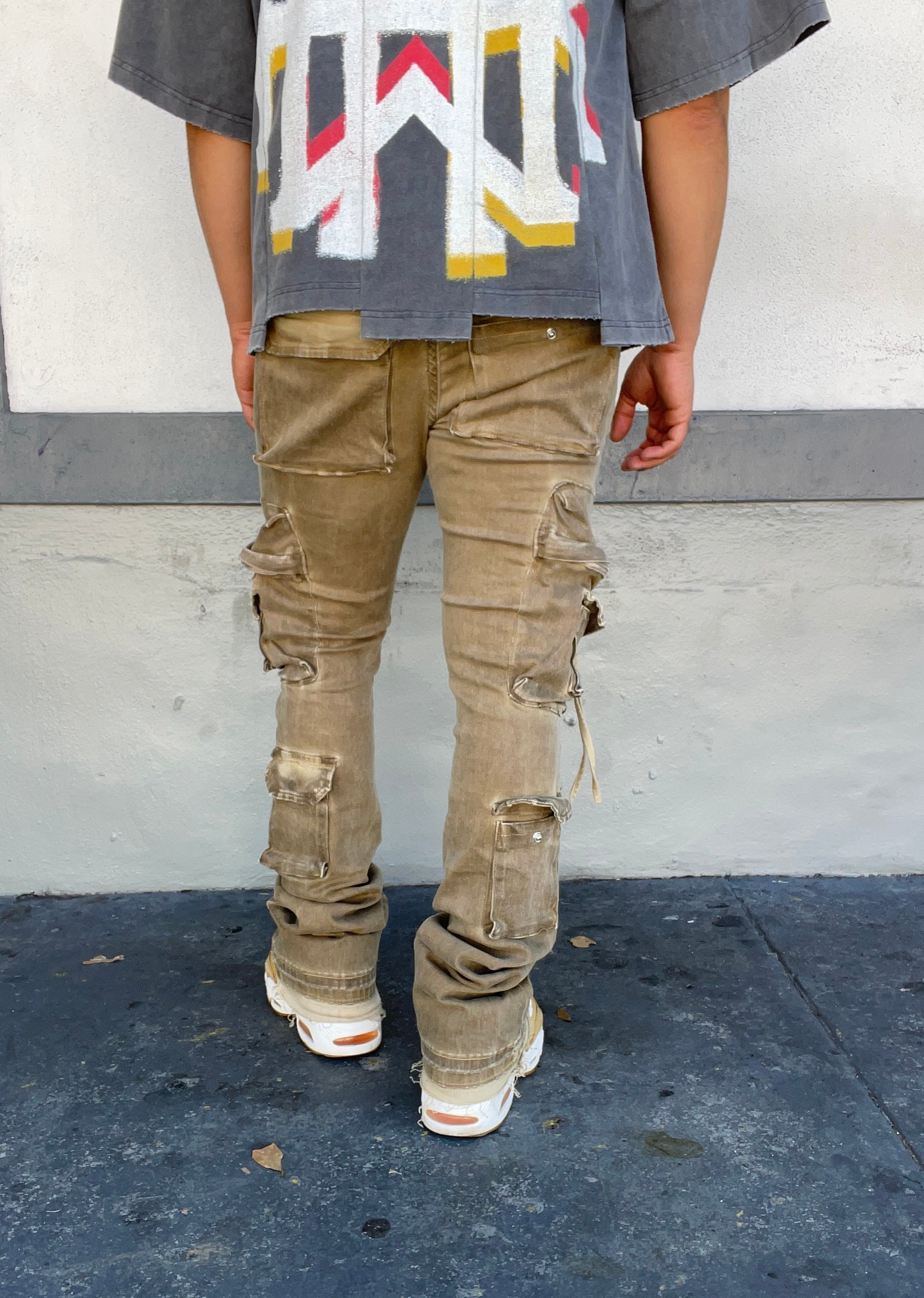 Gftd Cargo Khaki Flared Jeans