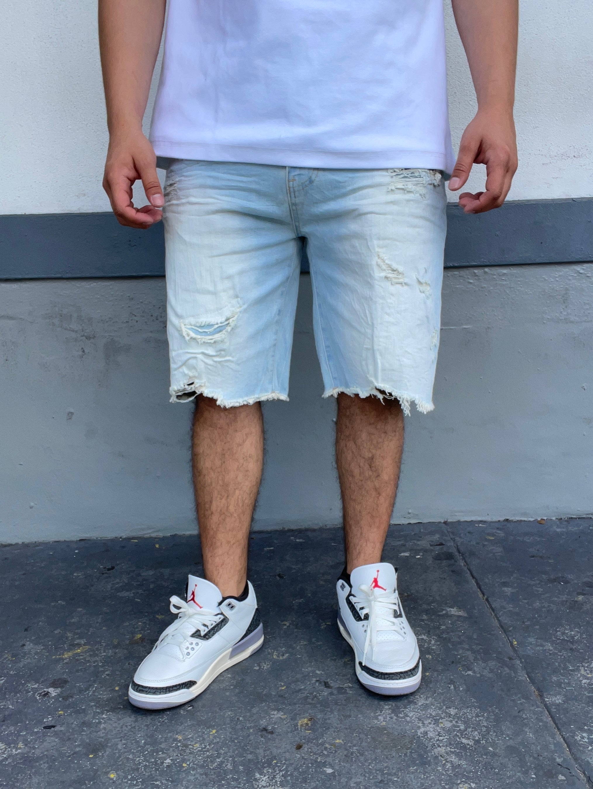Speckle Blue Jean Shorts