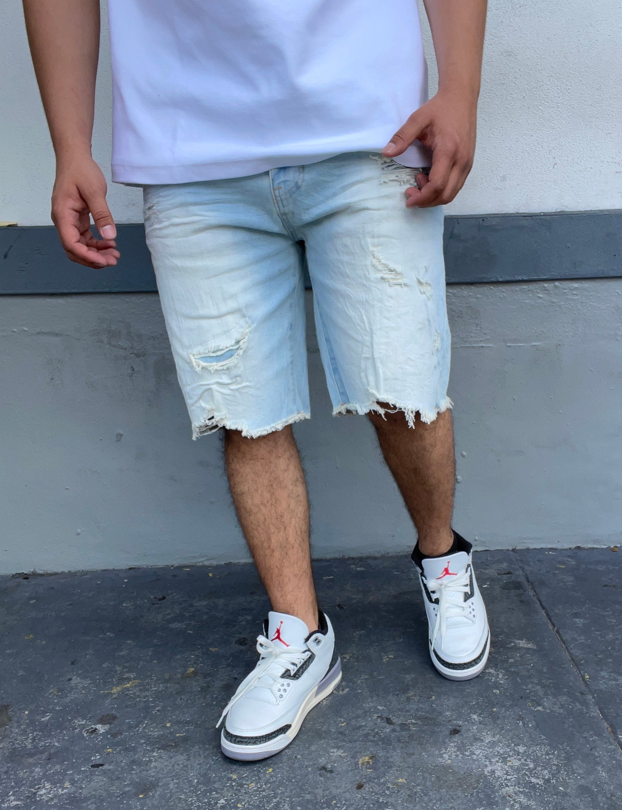 Speckle Blue Jean Shorts
