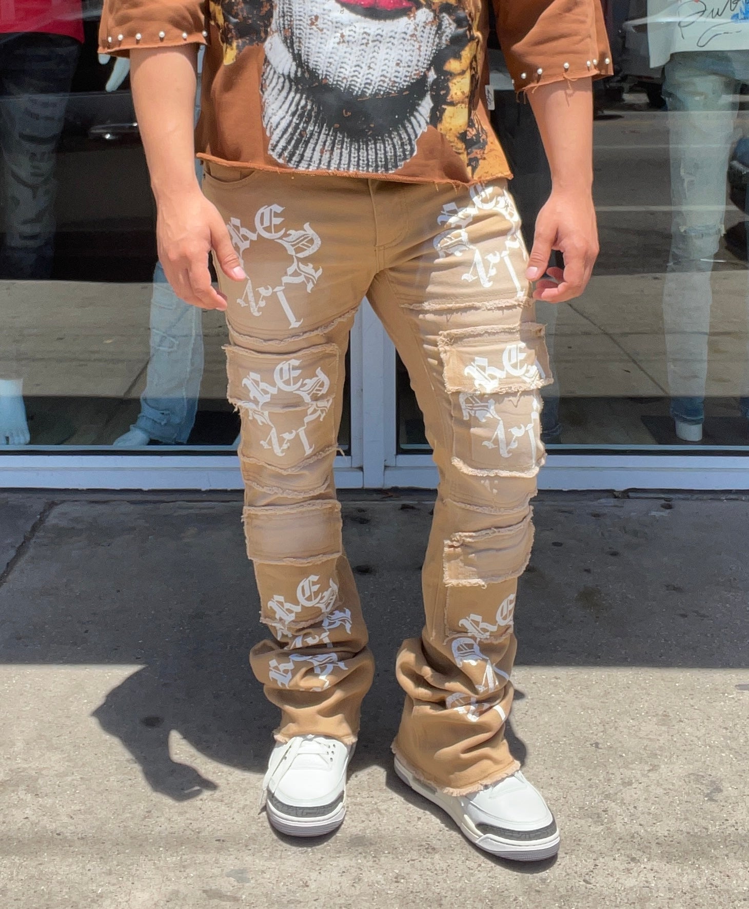 Khaki Flare Jeans