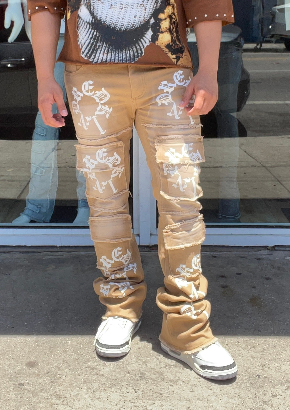 Khaki Flare Jeans