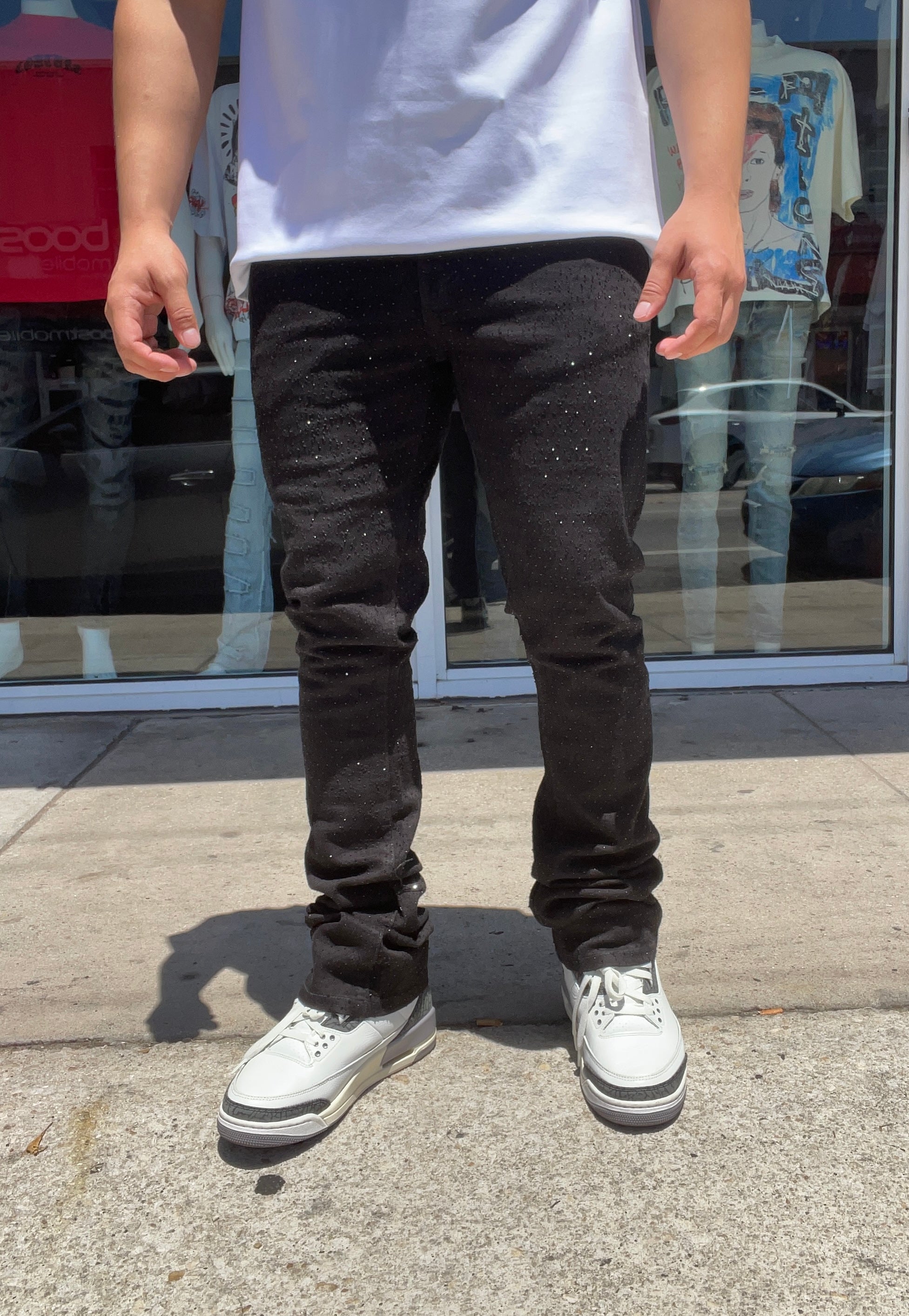 Rhinestone Flared Jeans