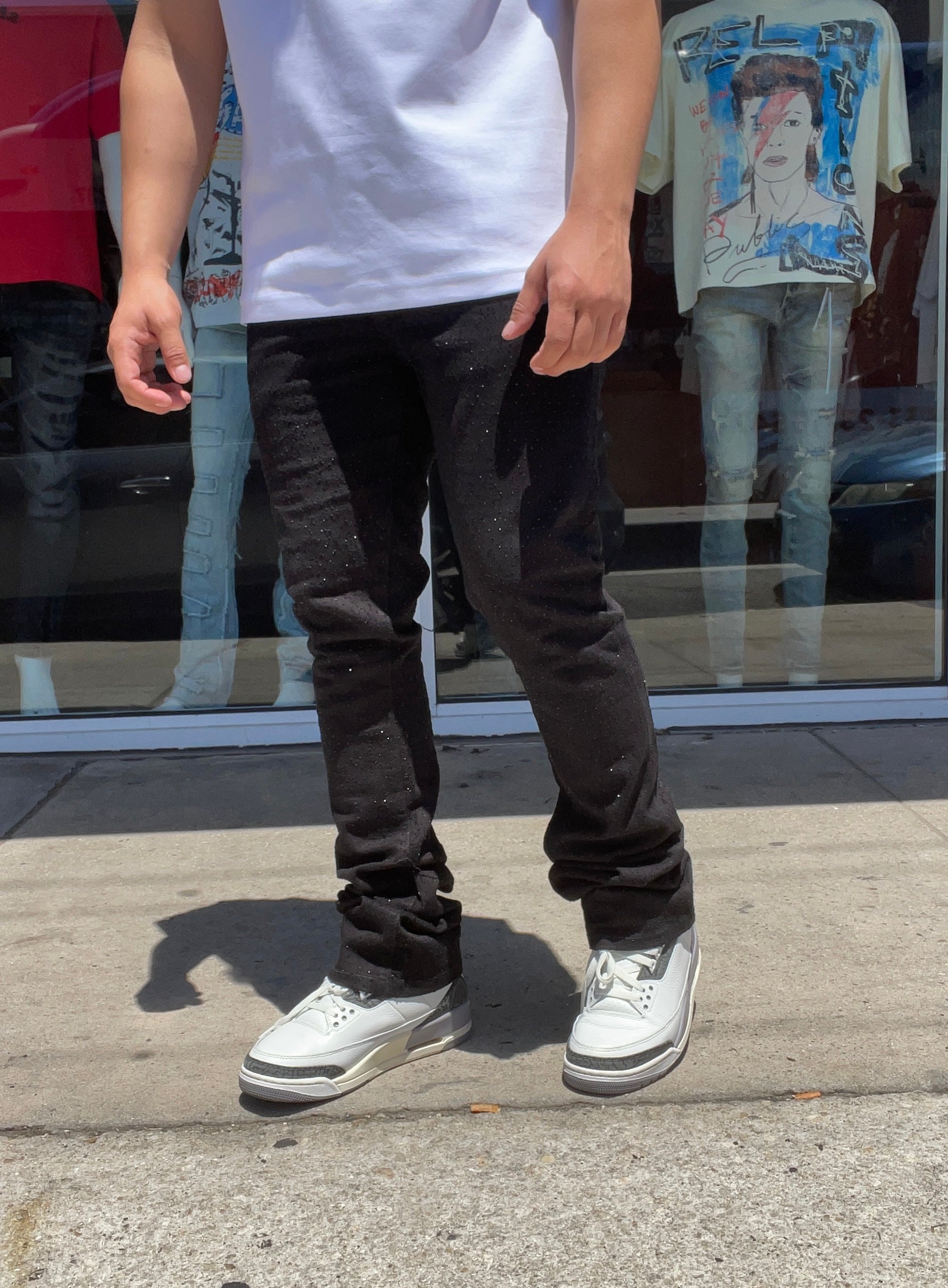 Rhinestone Flared Jeans