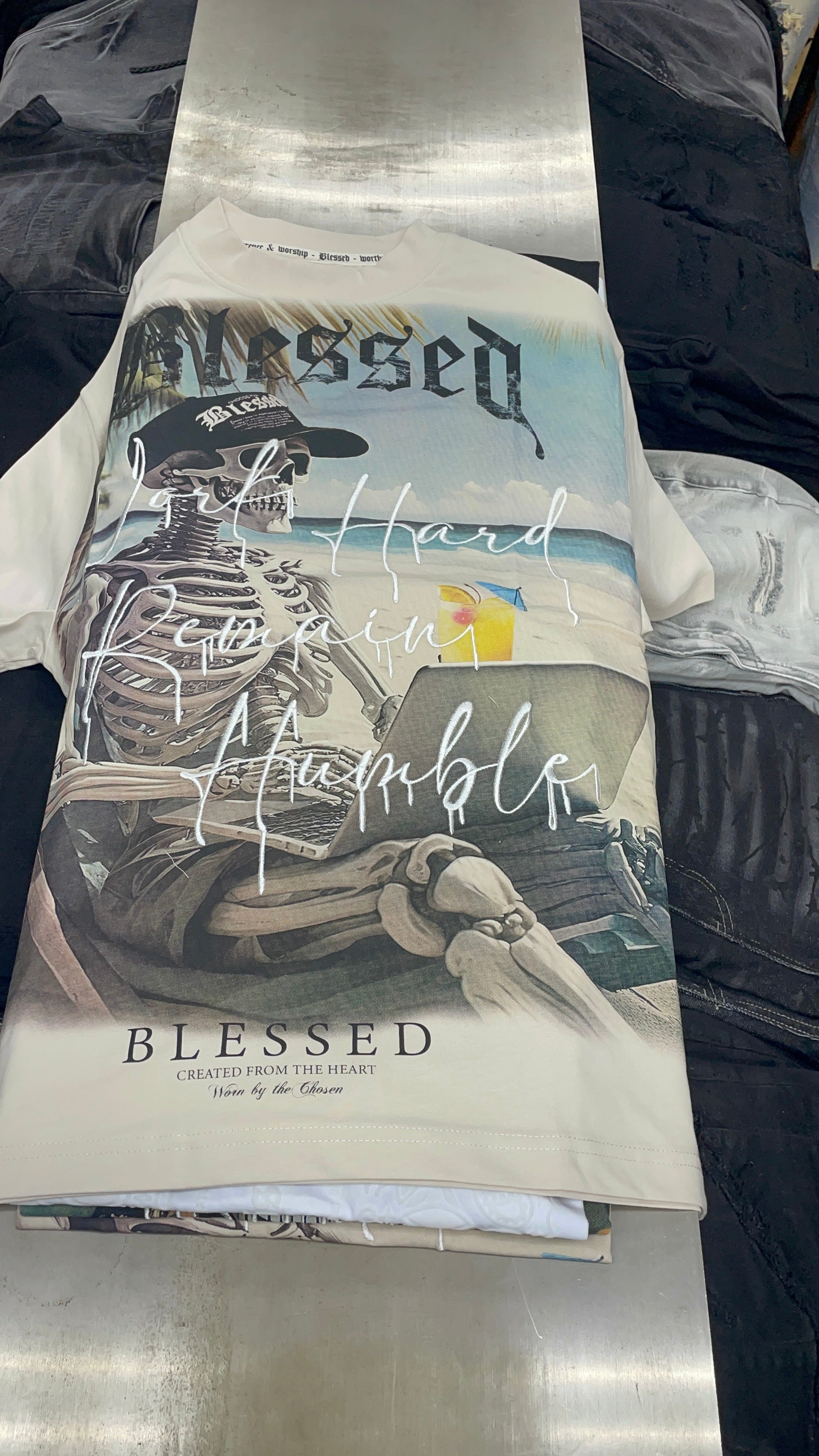 Work Hard Remain Humble Oversized Tee (Beige)