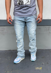 Diamond Cut Ice Blue Skinny Flare Jeans