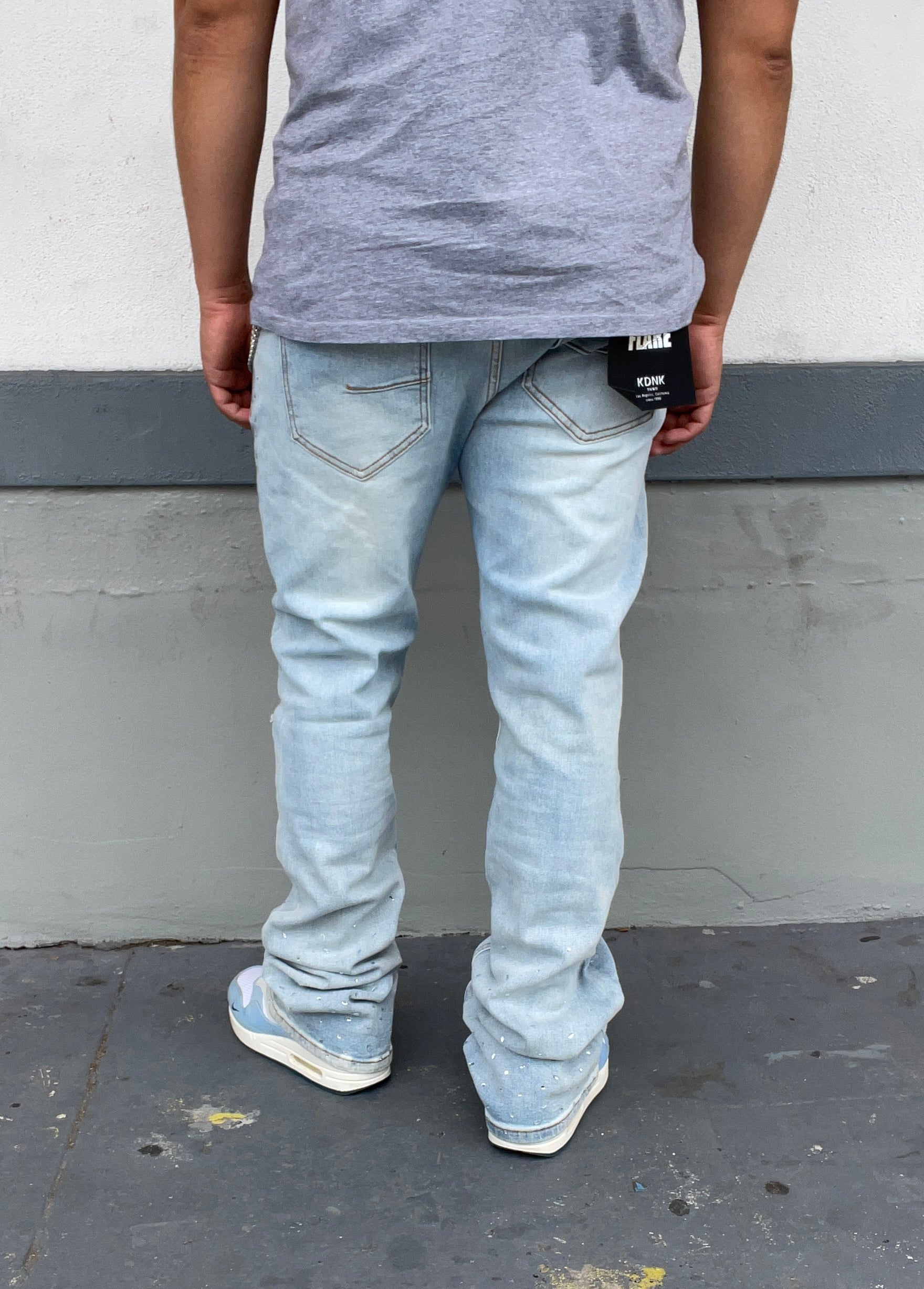 Diamond Cut Ice Blue Skinny Flare Jeans