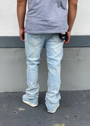 Diamond Cut Ice Blue Skinny Flare Jeans