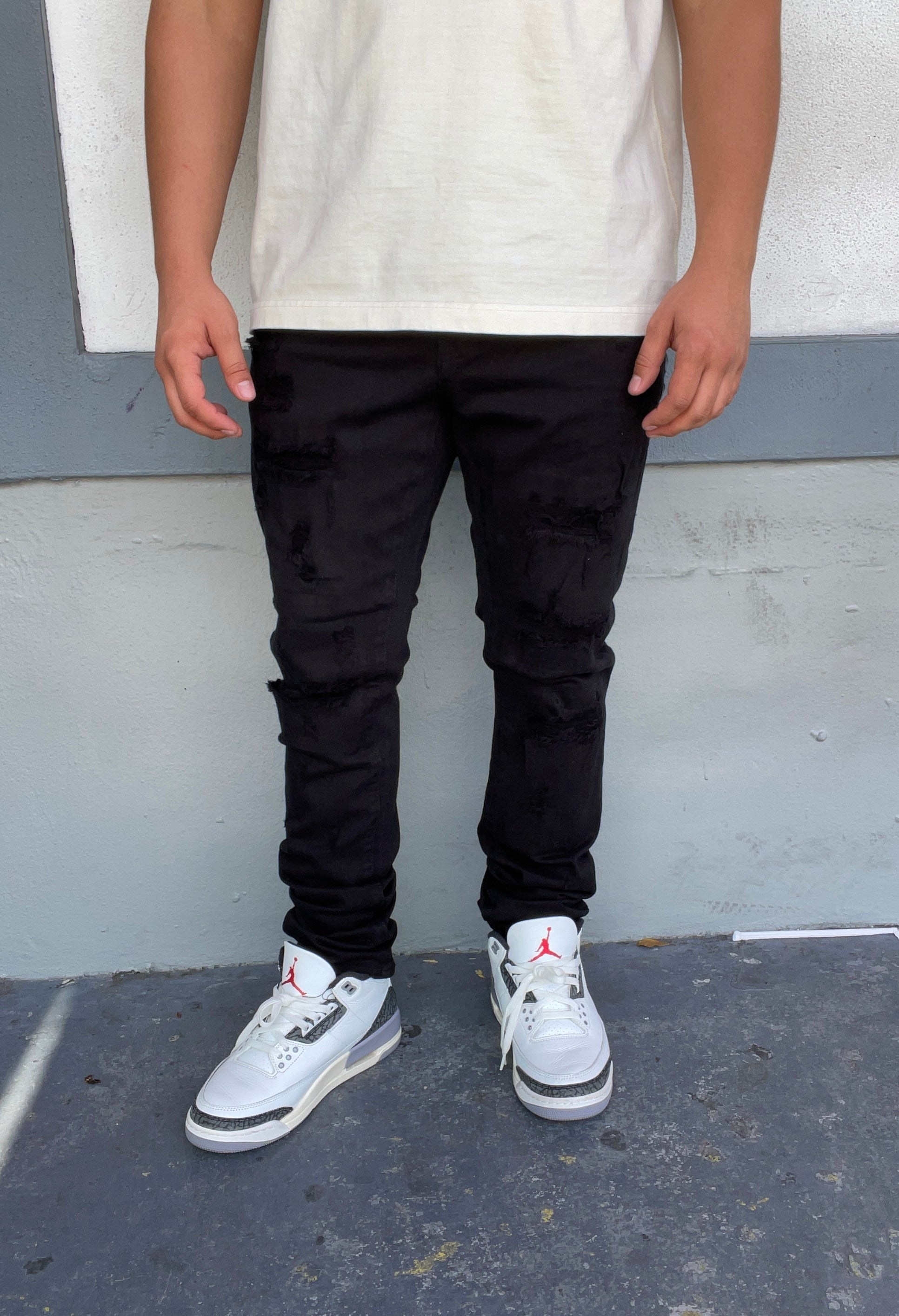 Jet Black Ripped Skinny Jeans