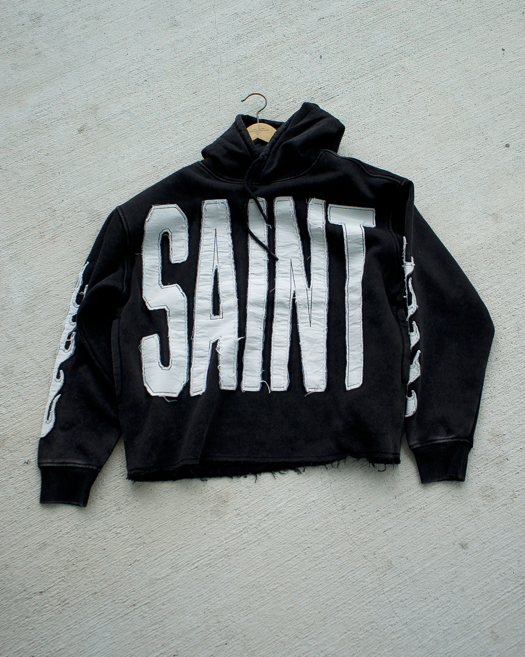 Saint Crop Hoodie (Faded Black)