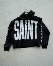 Saint Crop Hoodie (Faded Black)