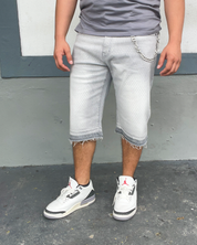 Grey Rhinestone Jean Shorts