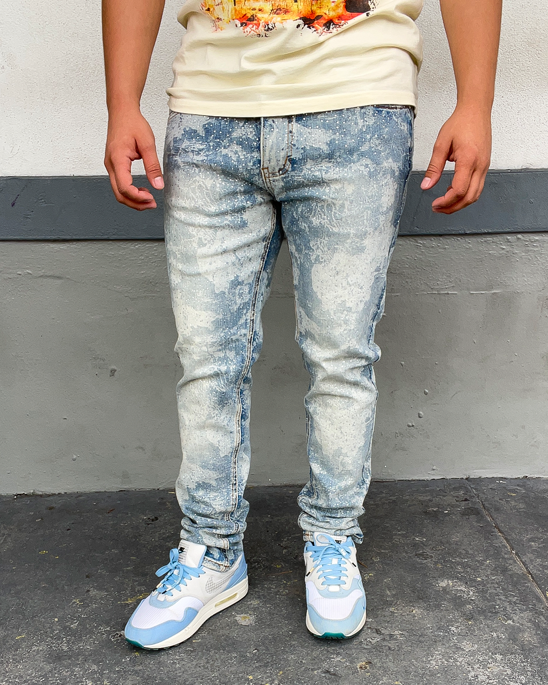 Blue Rhinestone Skinny Jeans