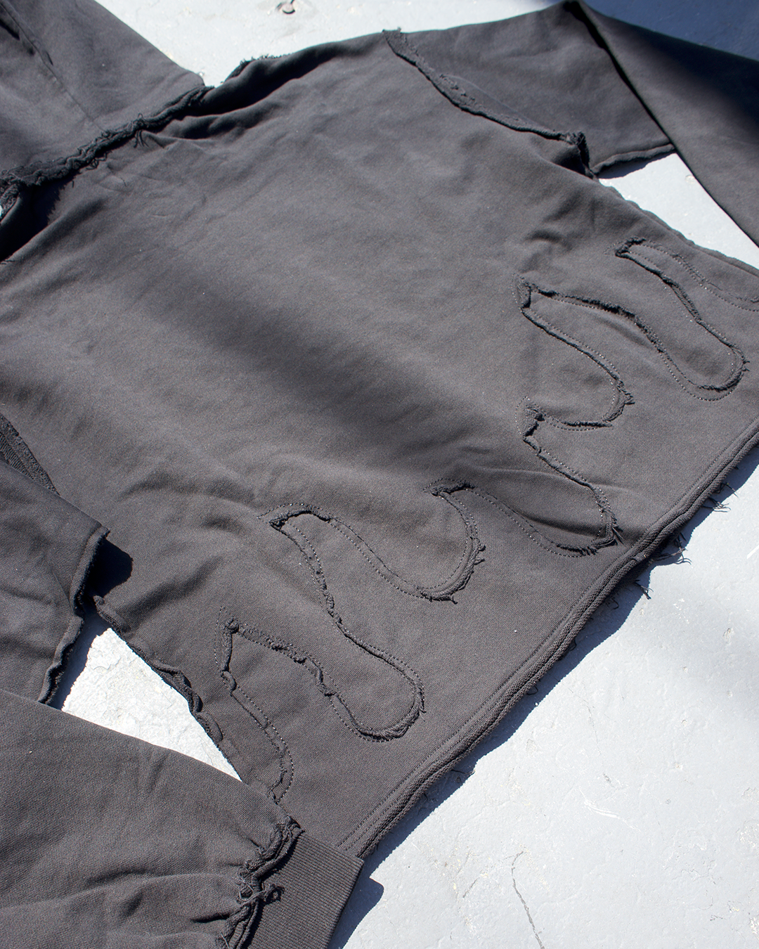 Distressed Flame Crop Hoodie