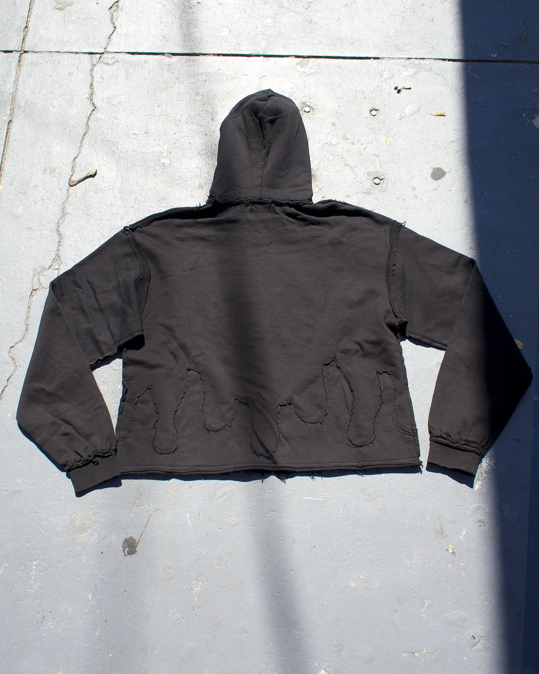 Distressed Flame Crop Hoodie
