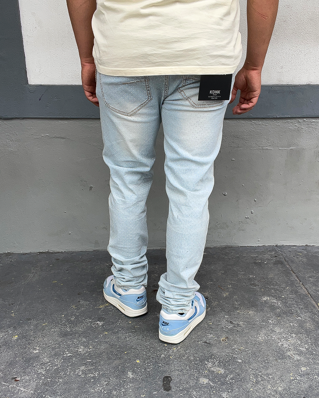 Sky Blue Diamonds Dancing Rhinestone Skinny Jeans