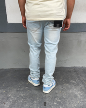 Sky Blue Diamonds Dancing Rhinestone Skinny Jeans
