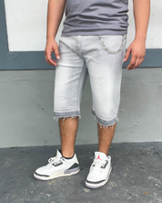 Grey Rhinestone Jean Shorts
