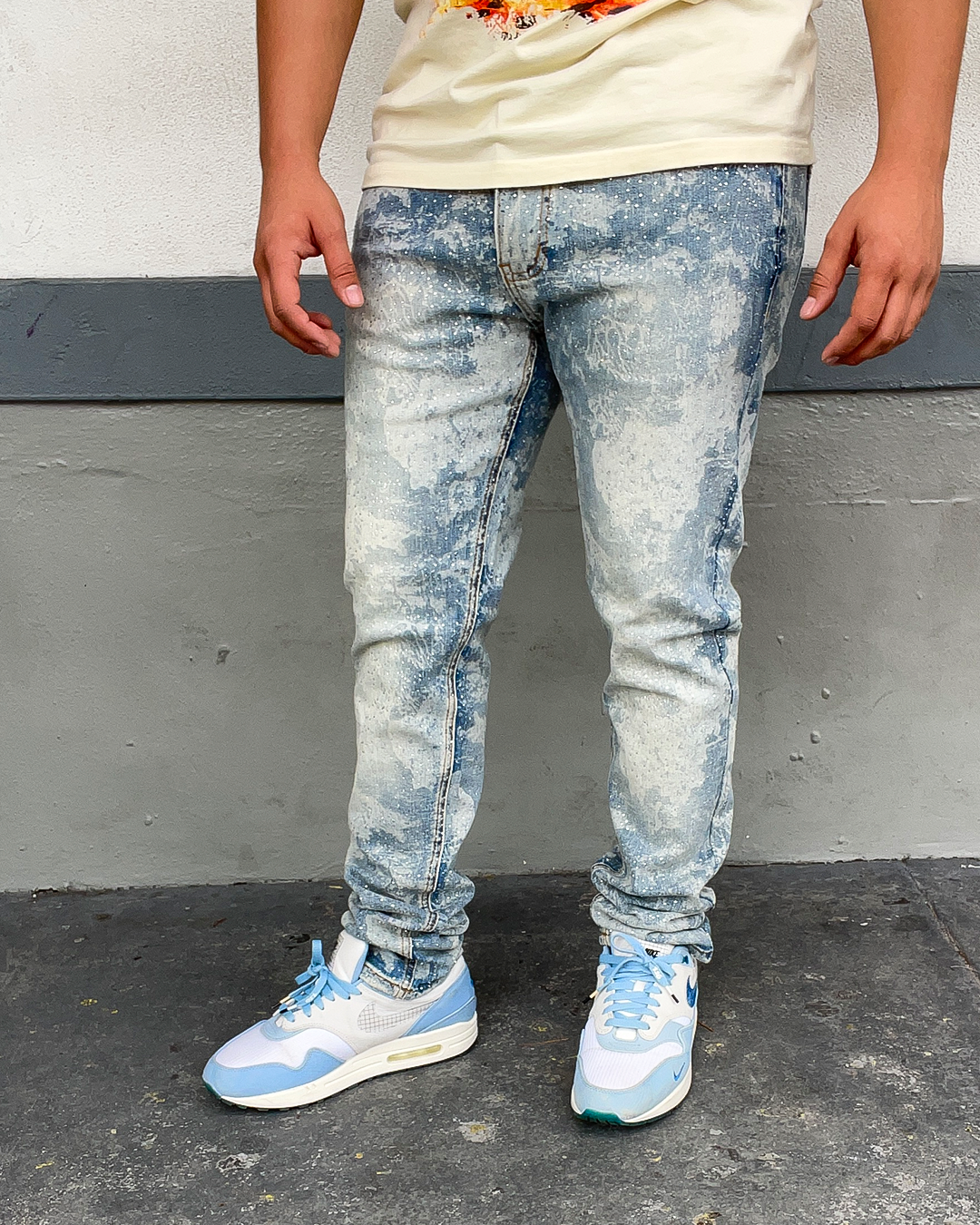 Blue Rhinestone Skinny Jeans