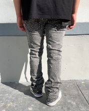 Stone Mountain Vintage Grey Flared Rhinestone Jeans