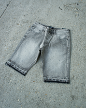 Smoke Grey Rhinestone Jean Shorts