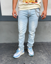 Sky Blue Diamonds Dancing Rhinestone Skinny Jeans
